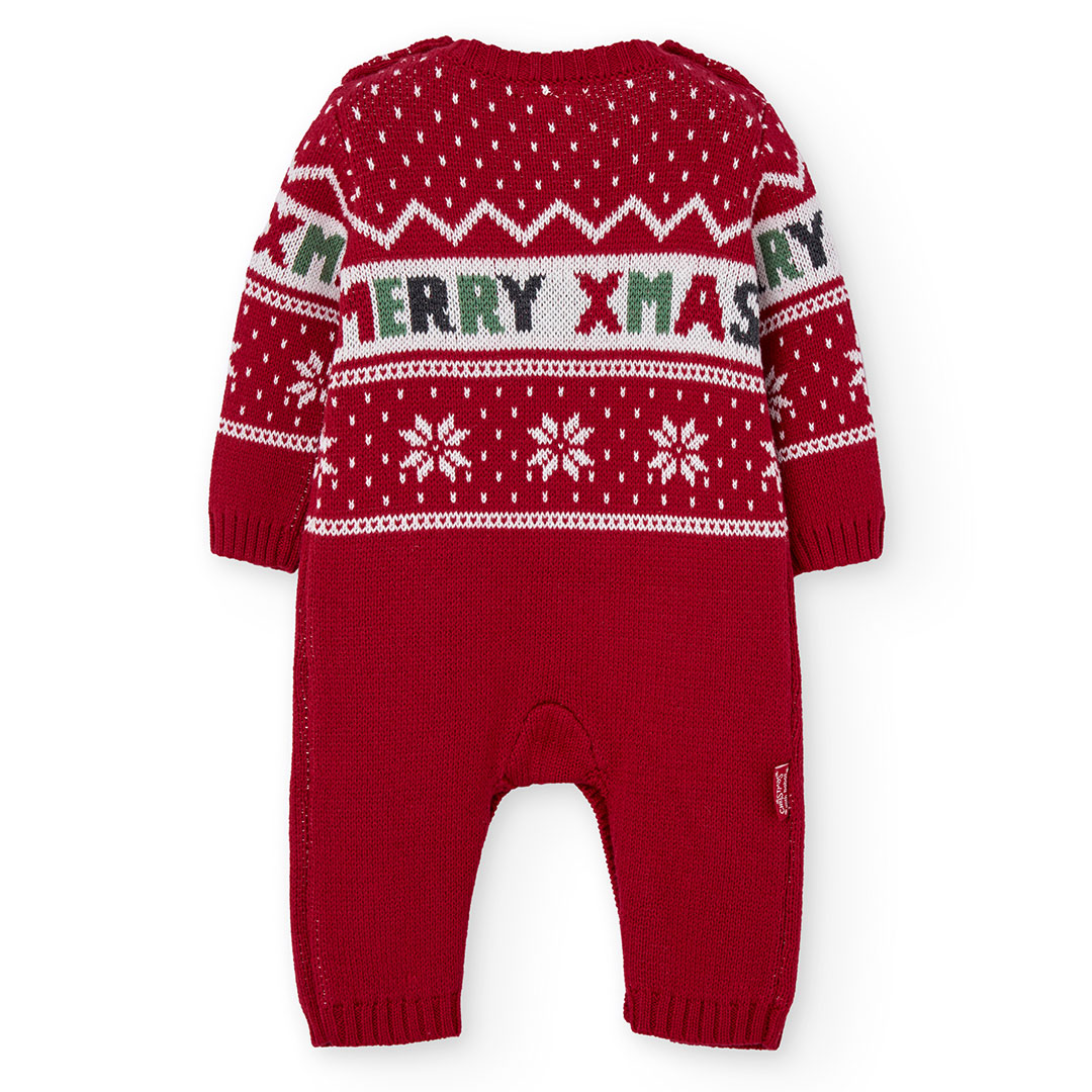 Boboli - Baby Girl's Full Sleeve Merry Xmas Themed Sleepsuit - Red
