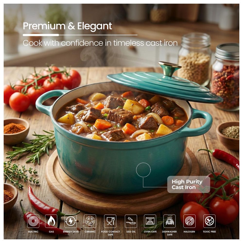 Vav Get Non-Stick Enameled Cast Iron Dutch Oven Cookware - 8 Pc Set