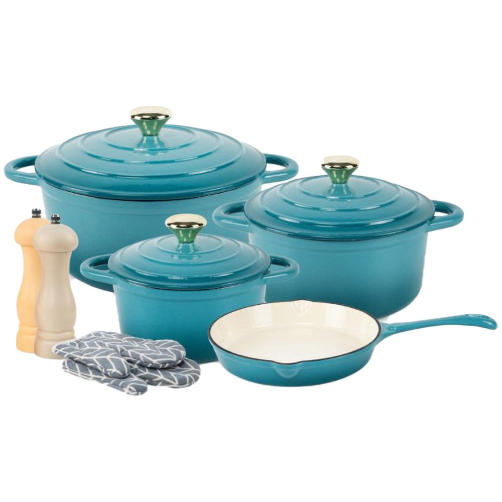 Vav Get - Non-Stick Enameled Cast Iron Cookware Set - 11 Pcs