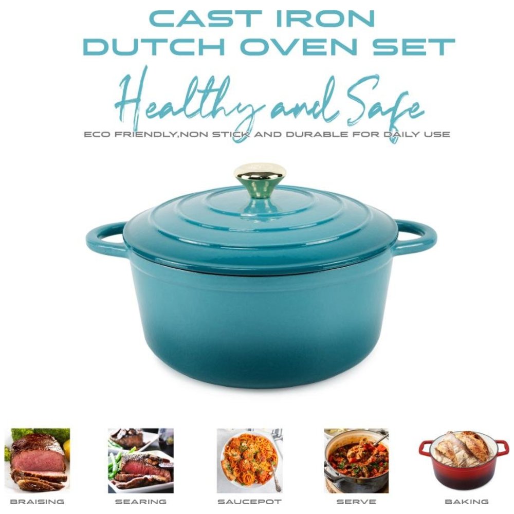 Vav Get - Non-Stick Enameled Cast Iron Cookware Set - 11 Pcs