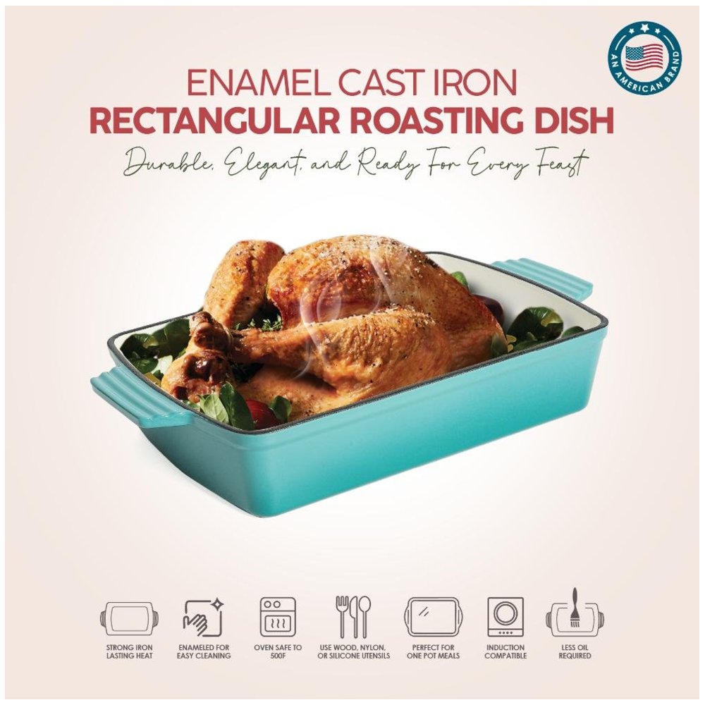 Vav Get - Enamel Cast Iron Rectangular Roasting Dish - 30.48 cm