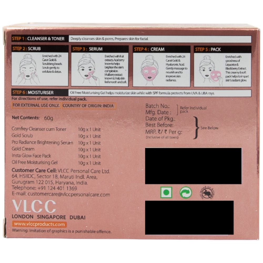Vlcc - Gold Facial Kit For Sensitive Skin - 60 gm