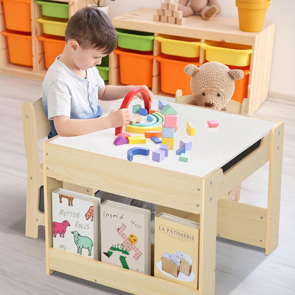 OOOK - Toddler Table And Chairs Set - Brown