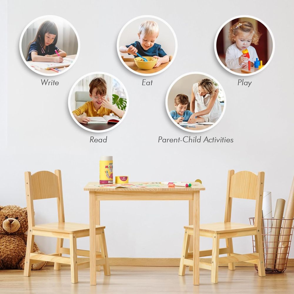 OOOK - Pine Toddler Table And Chairs Set