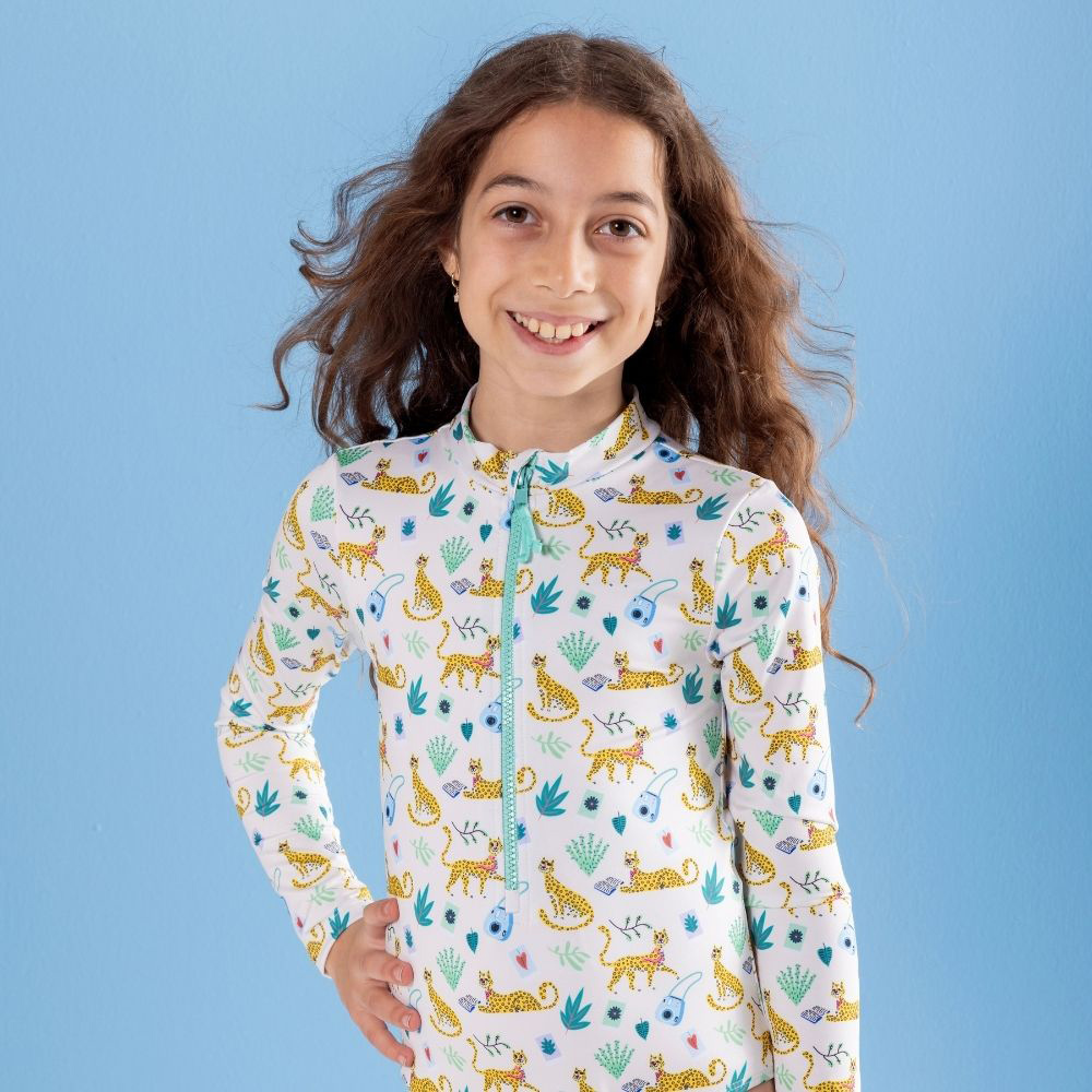 Daring Littles Liana Collection - Girl's UPF 50+ Long Sleeves Swimsuit