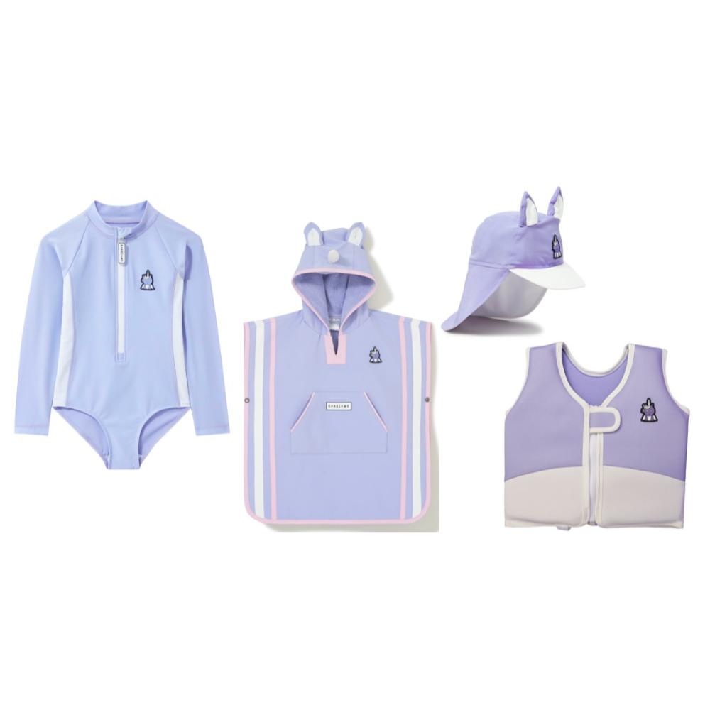 Roarsome - 4pc-Set - Sparkle The Unicorn Girl's Swimwear Bundle - Lilac