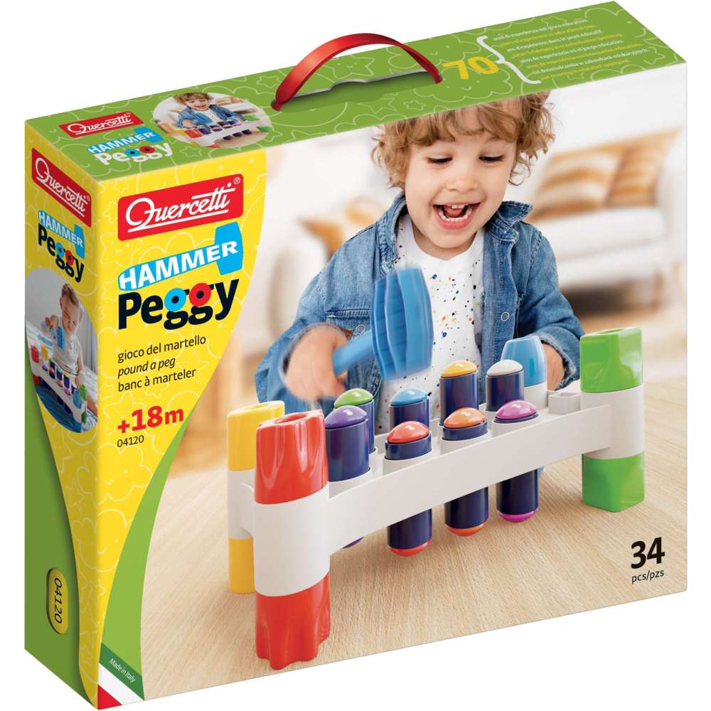 Quercetti Hammer Peggy Playset - 34 Pc Set