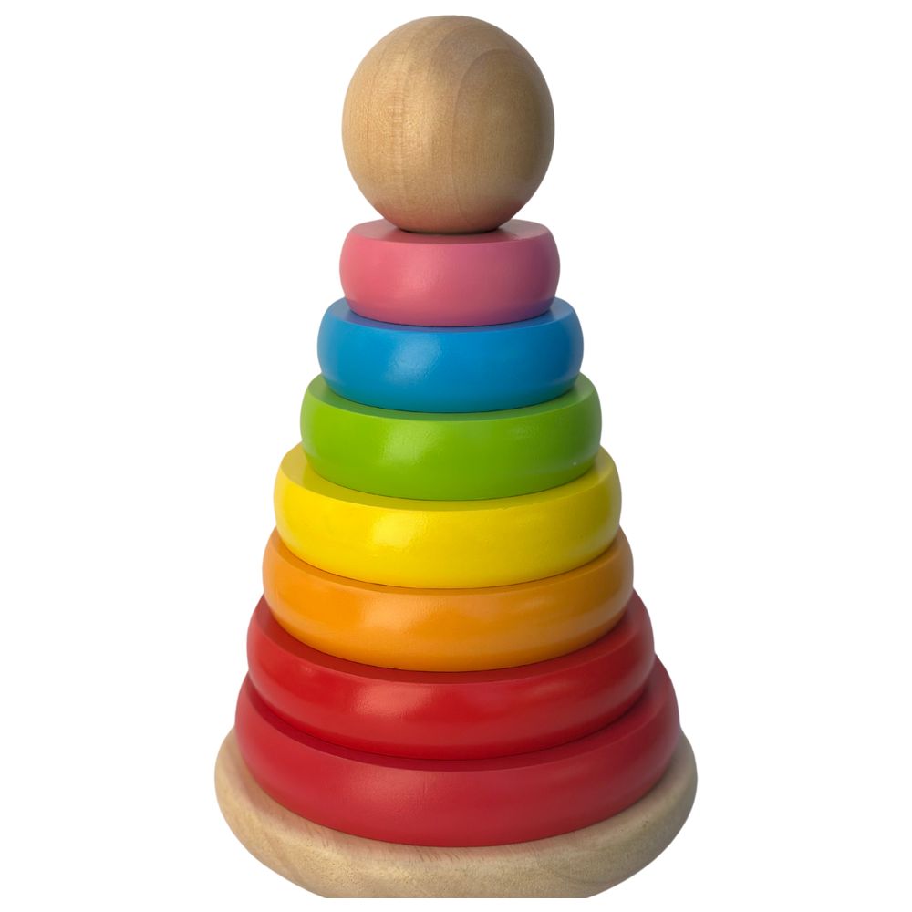 Littlechus Wooden Rainbow Ring Stacker - 9 Pc Set