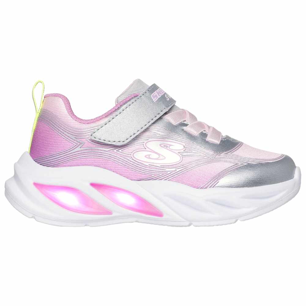 Skechers - Bungee & Strap Light Up Ombre Sneakers - Silver