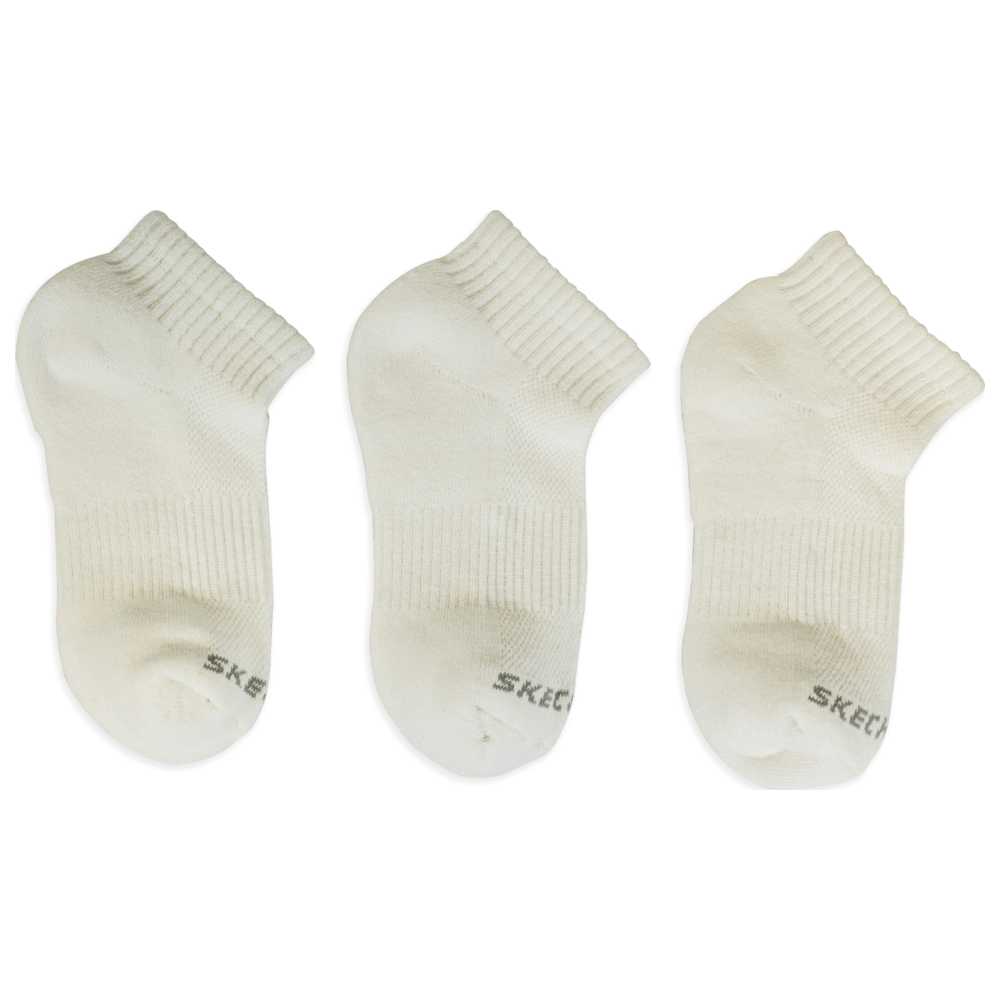Skechers - Unisex Terry Quarter Crew Socks - White - Pack of 3