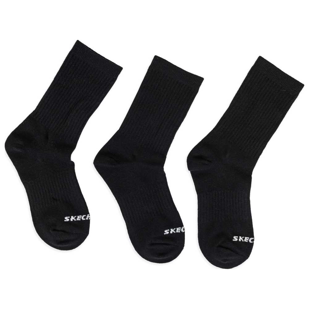 Skechers - Unisex Non Terry Arch Support Socks - Black - Pack of 3
