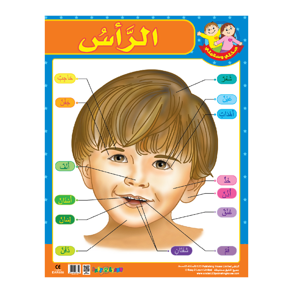 My Body And My 5 Senses Educational Wall Charts In Arabic - Pack of 6