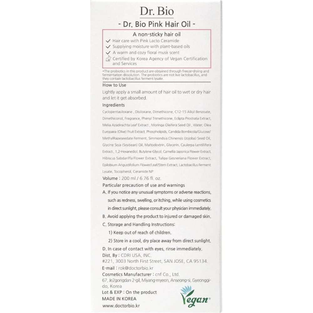 Dr. Bio - Pink Repair Hair Oil - 200 ml