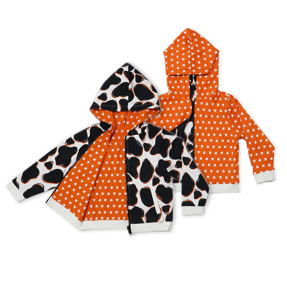 Lucy & Sam - Kids Cow Reversible Hooded Jacket
