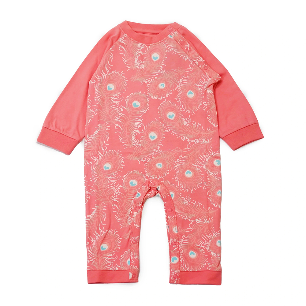 Lucy & Sam - Baby Girl's Peacock Playsuit - Pink