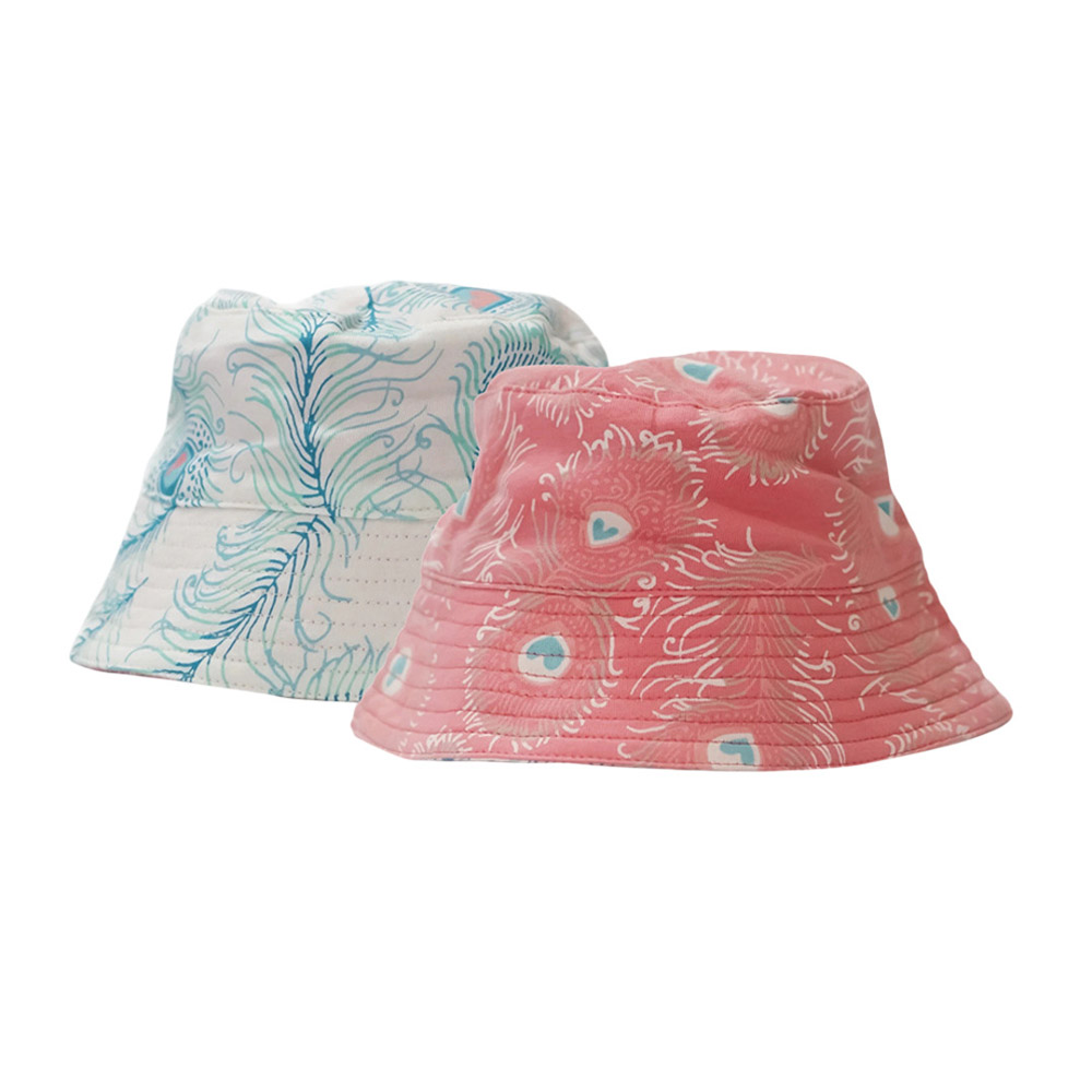 Lucy & Sam - Girl's Peacock Reversible Sun Hat