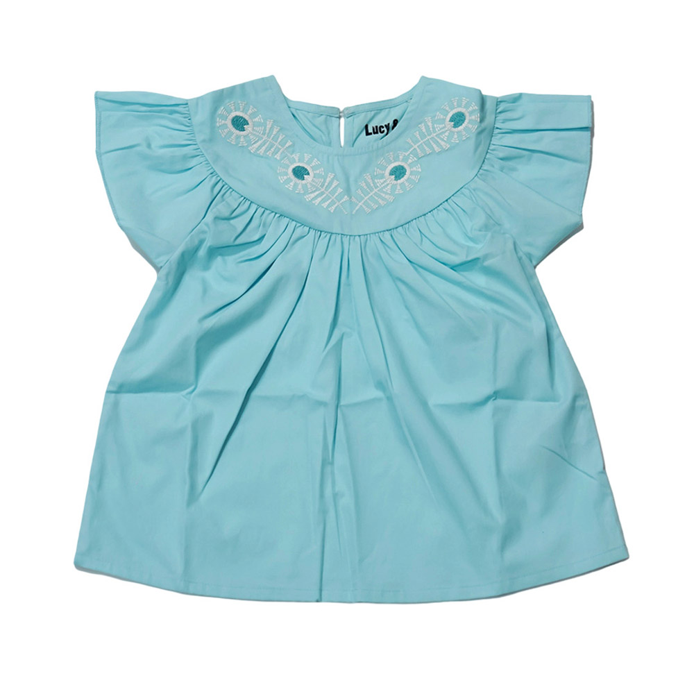 Lucy & Sam - Girl's Woven Embroidered Top - Blue