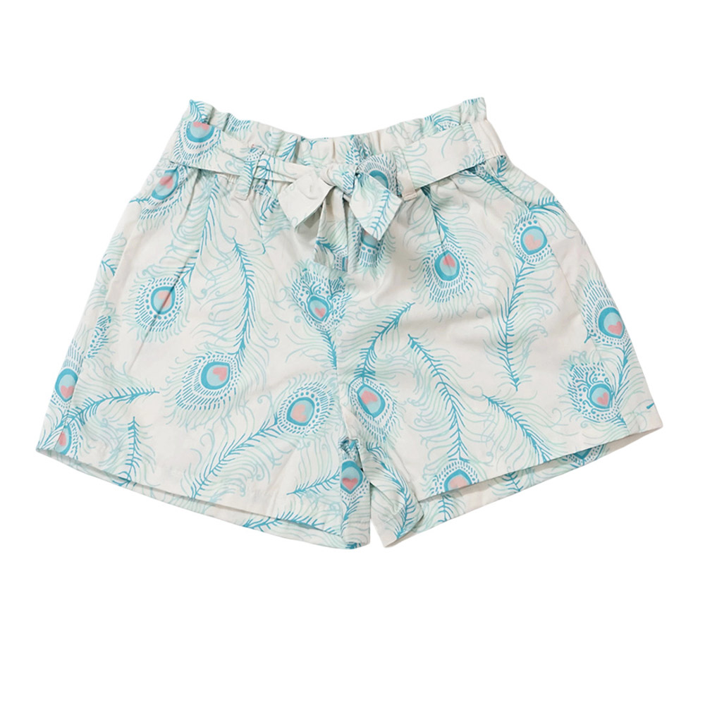 Lucy & Sam - Kids Peacock Woven Shorts - White