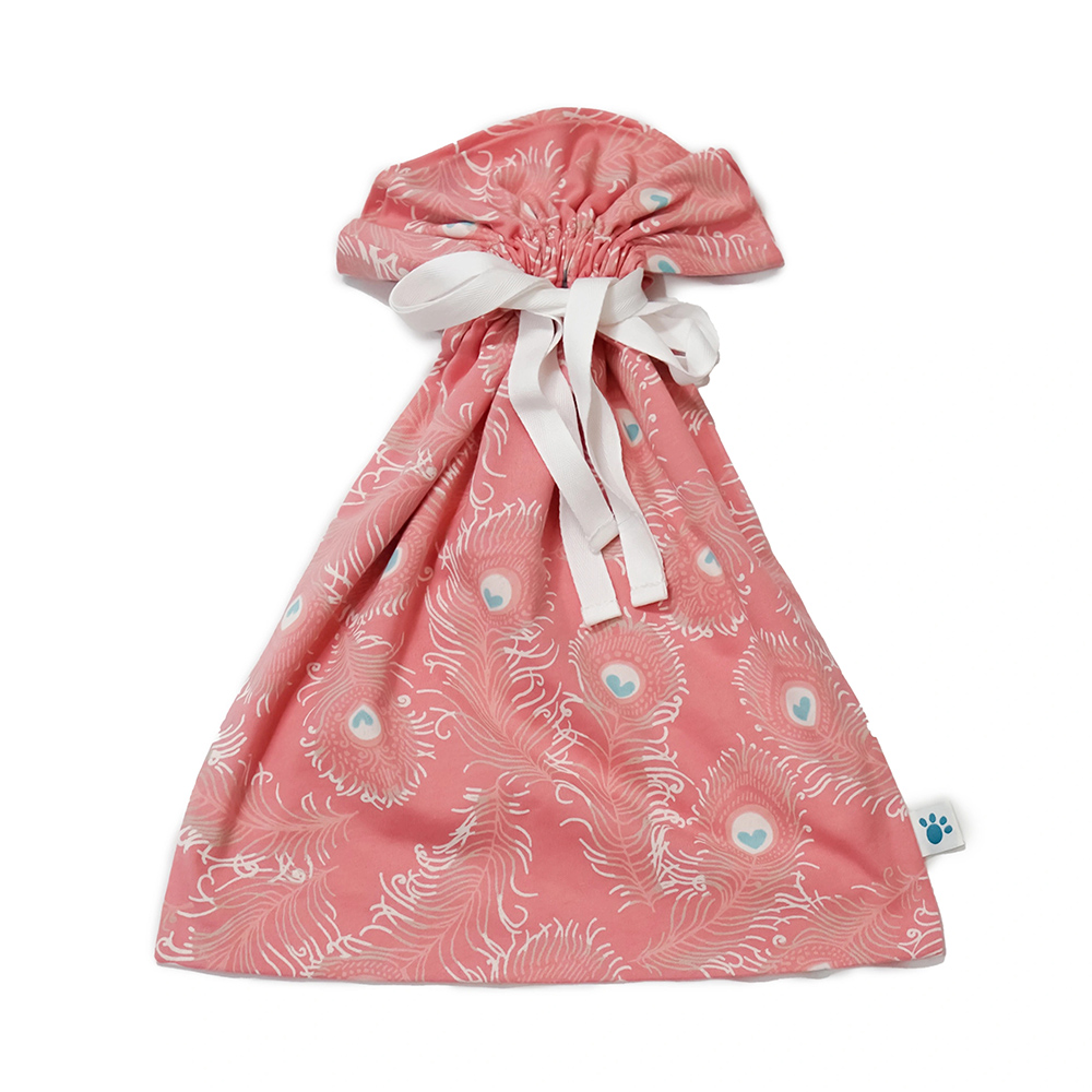 Lucy & Sam - Baby Girl's Peacock Babygrow With Bib, Hat And Drawstring Bag - Pink