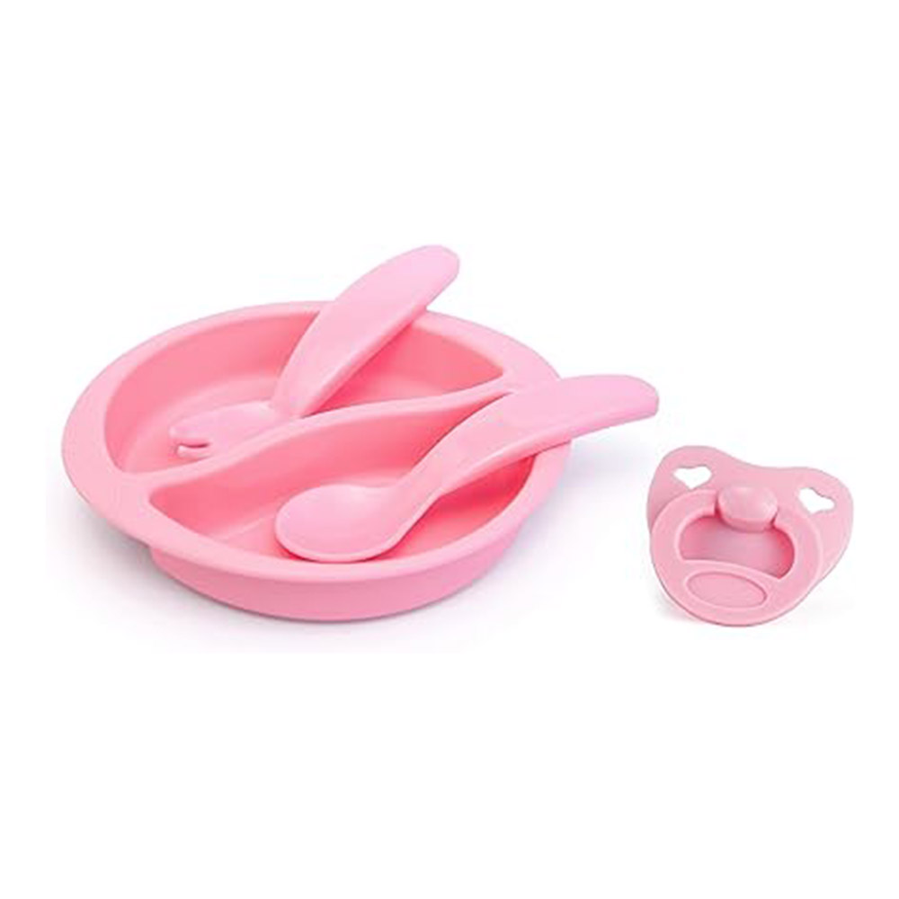 Bayer - Smarty Baby Doll's Stroller Pram And Pacifier With Feeding Set - Pink - 11 Pc Set