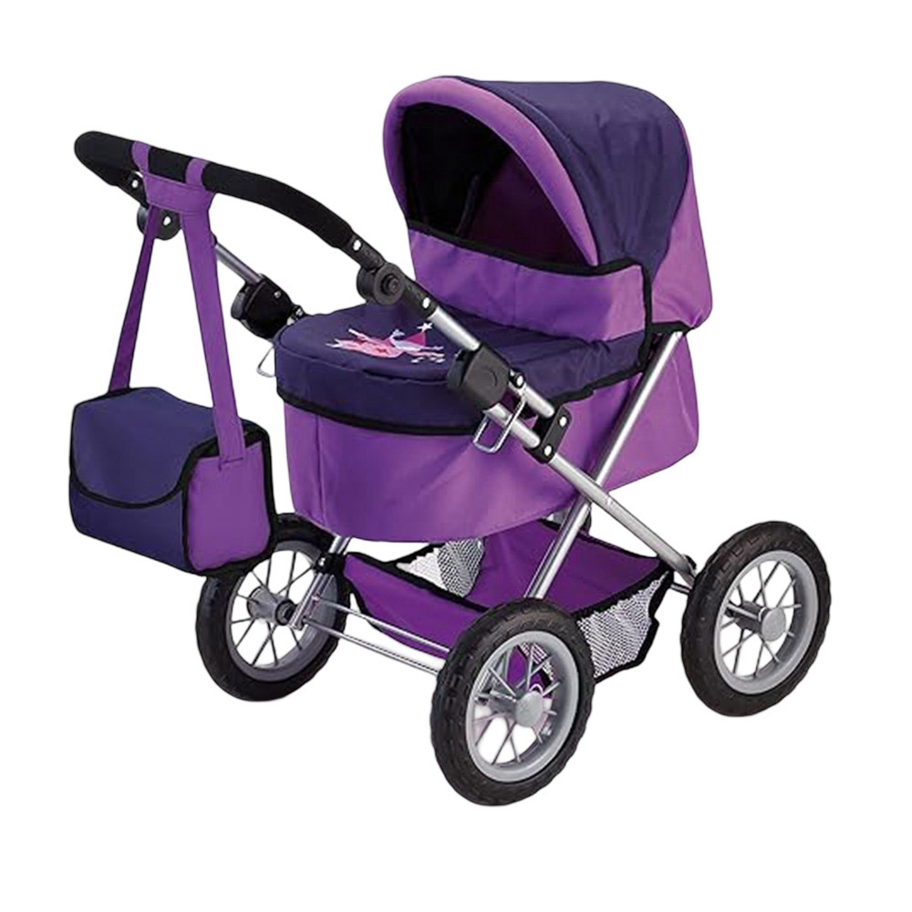 Bayer - Trendy Baby Doll's Stroller Pram With Bag - Purple