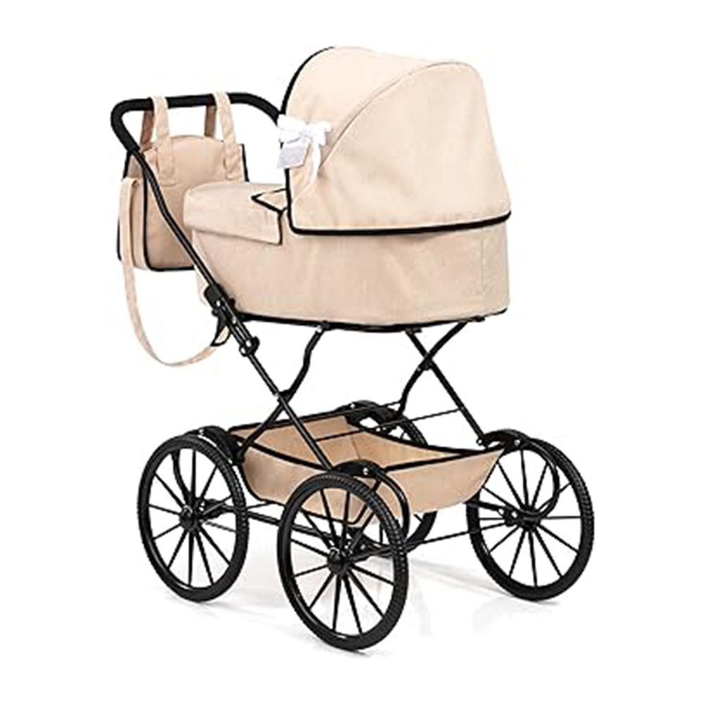 Bayer - Classic Baby Doll's Stroller Pram With Bag - Beige - 3 Pc Set