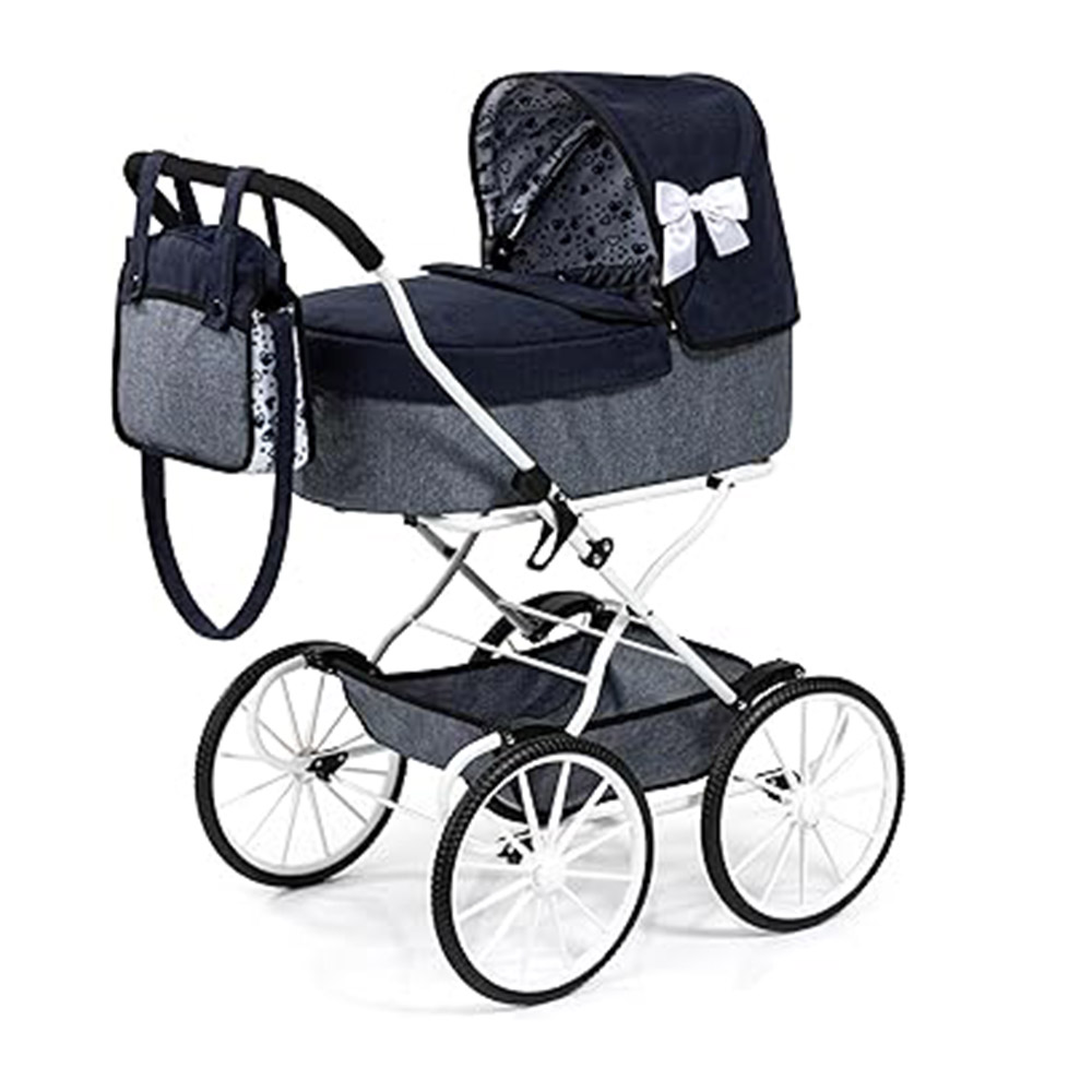 Bayer - Classic Baby Doll's Stroller Pram Set - Blue - 5 Pc Set