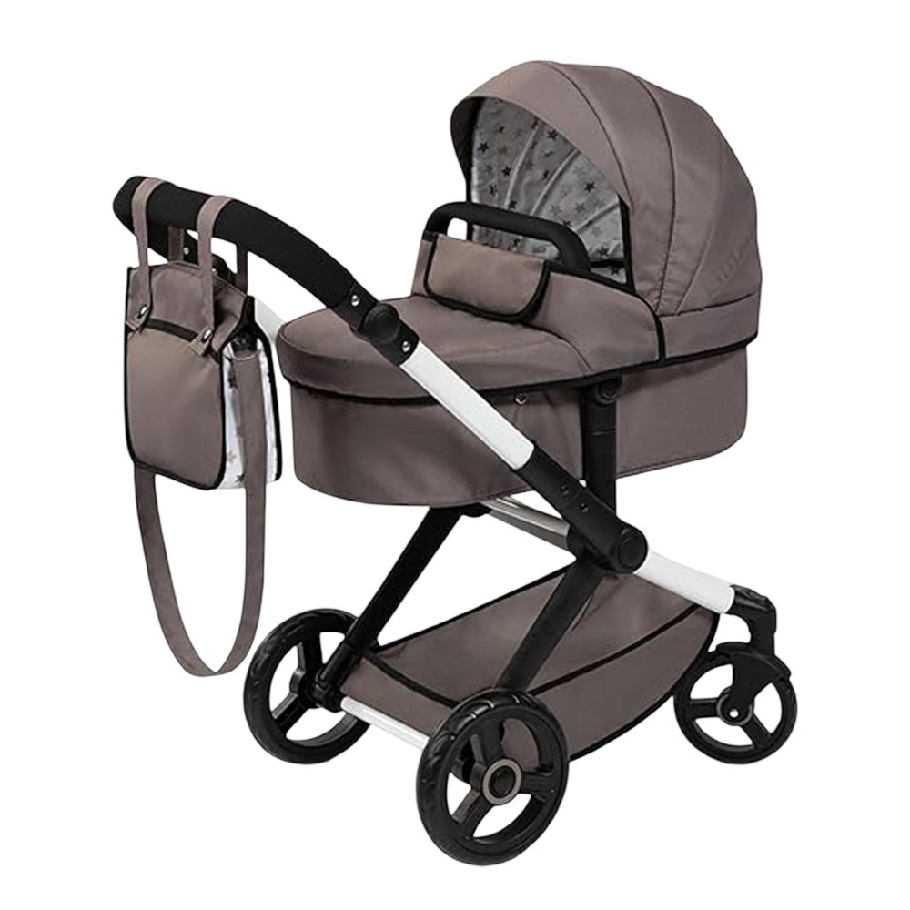 Bayer - Xeo Combi Baby Doll's Stroller Pram With Bag - Grey - 3 Pc Set