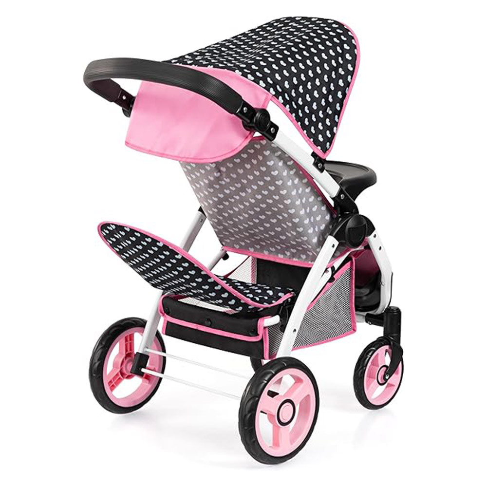 Bayer - New Twin Baby Doll's Stroller Pram With Bag - Black