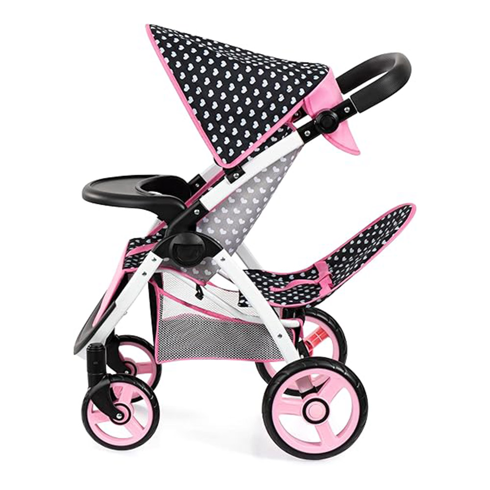 Bayer - New Twin Baby Doll's Stroller Pram With Bag - Black