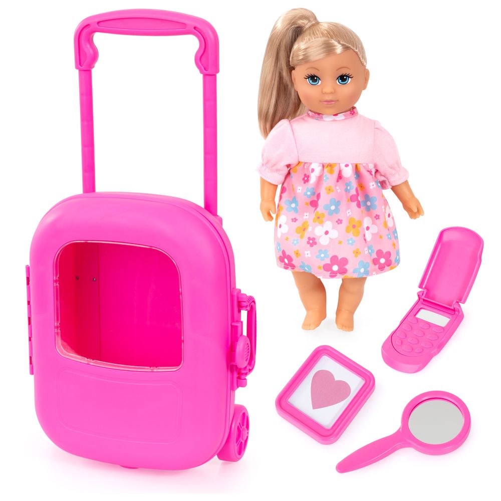 Bayer - Girl Doll With Trolley And Accessories - 5 Pc Set - 28 cm