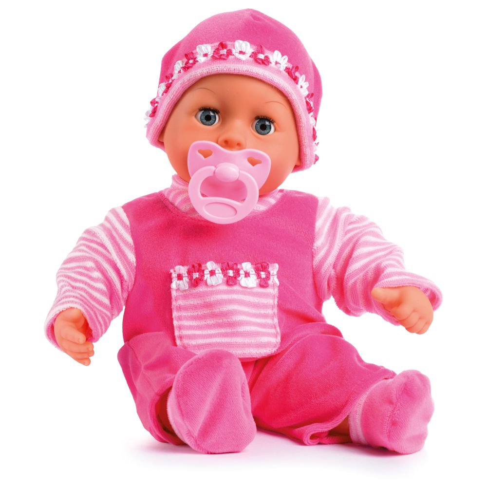Bayer - Design First Words Cute Baby Doll With Pacifier & Bottle - 38 cm