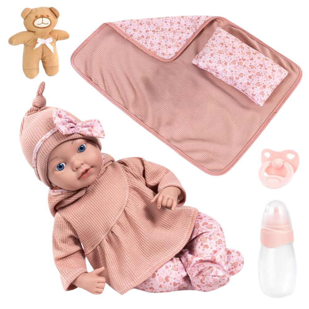 Bayer - Reborn Baby Doll Playset - Pink - 5 Pc Set