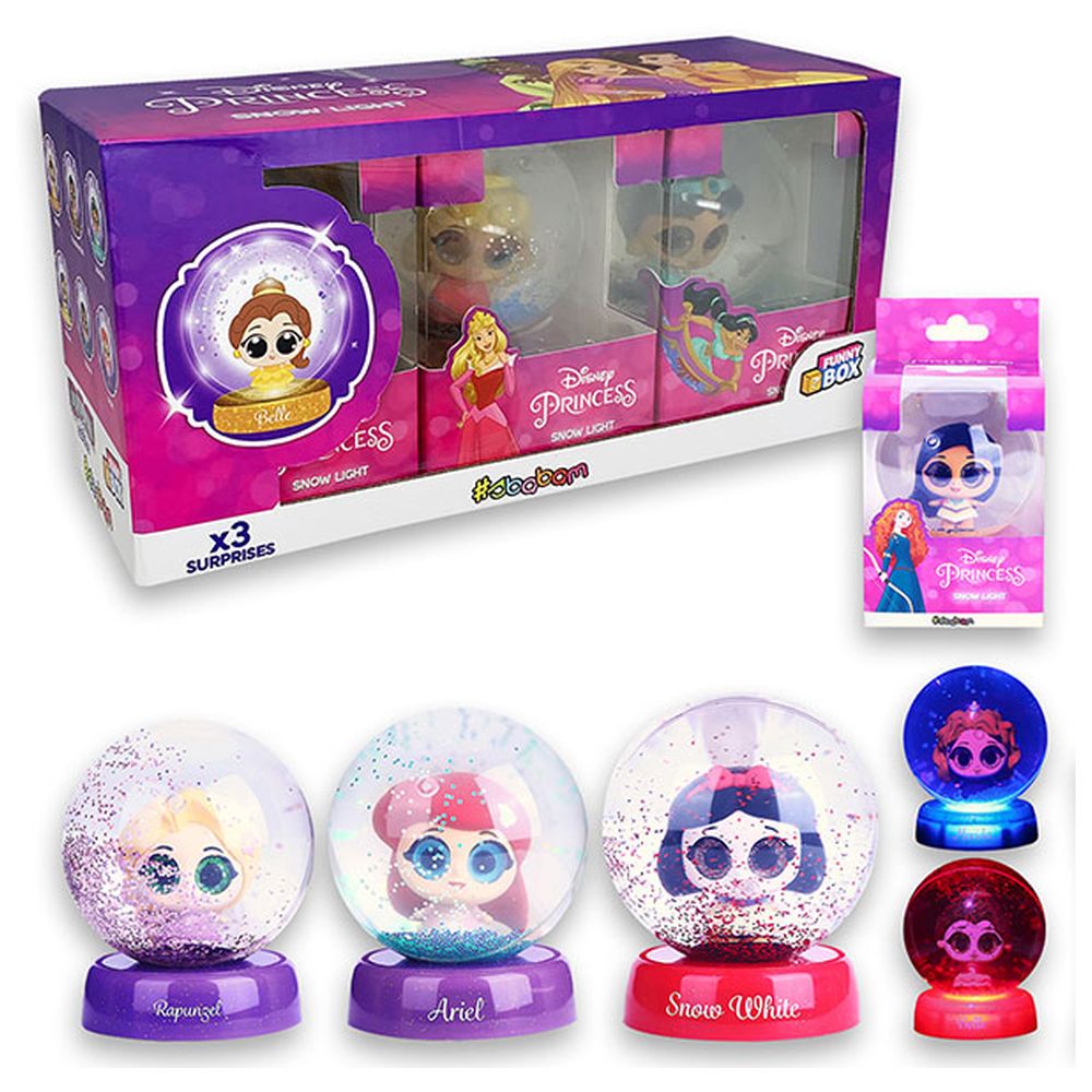 Disney Princess - Snow Light-Up Bouncing Balls With 3D Figurines - 6 Pcs
