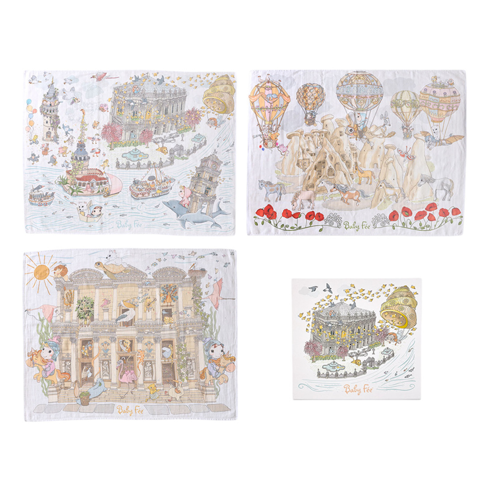 Baby Fee - Muslin Blanket Gift Set - 3 Pc Set