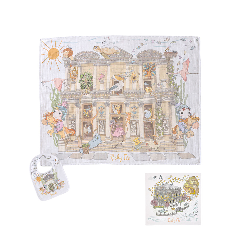 Baby Fee - Muslin Blanket And Bib Gift Set - Ephesus