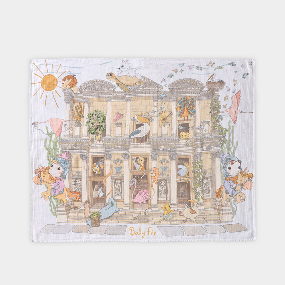 Baby Fee - Muslin Blanket With Bib And Burp Cloth Gift Set - Ephesus