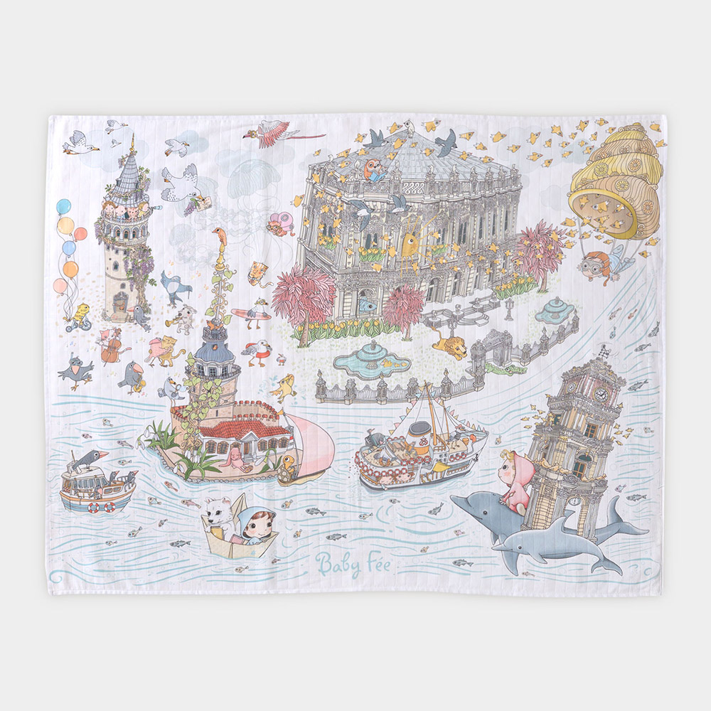 Baby Fee - Muslin Blanket And Bib Gift Set - Istanbul