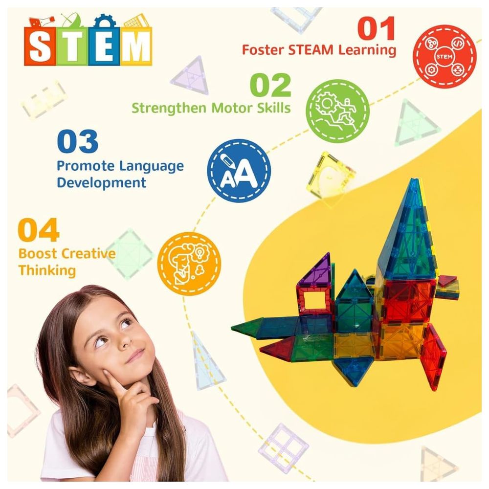 Lullaby Land Magnatic Tiles Building Blocks - 60 Pc Set