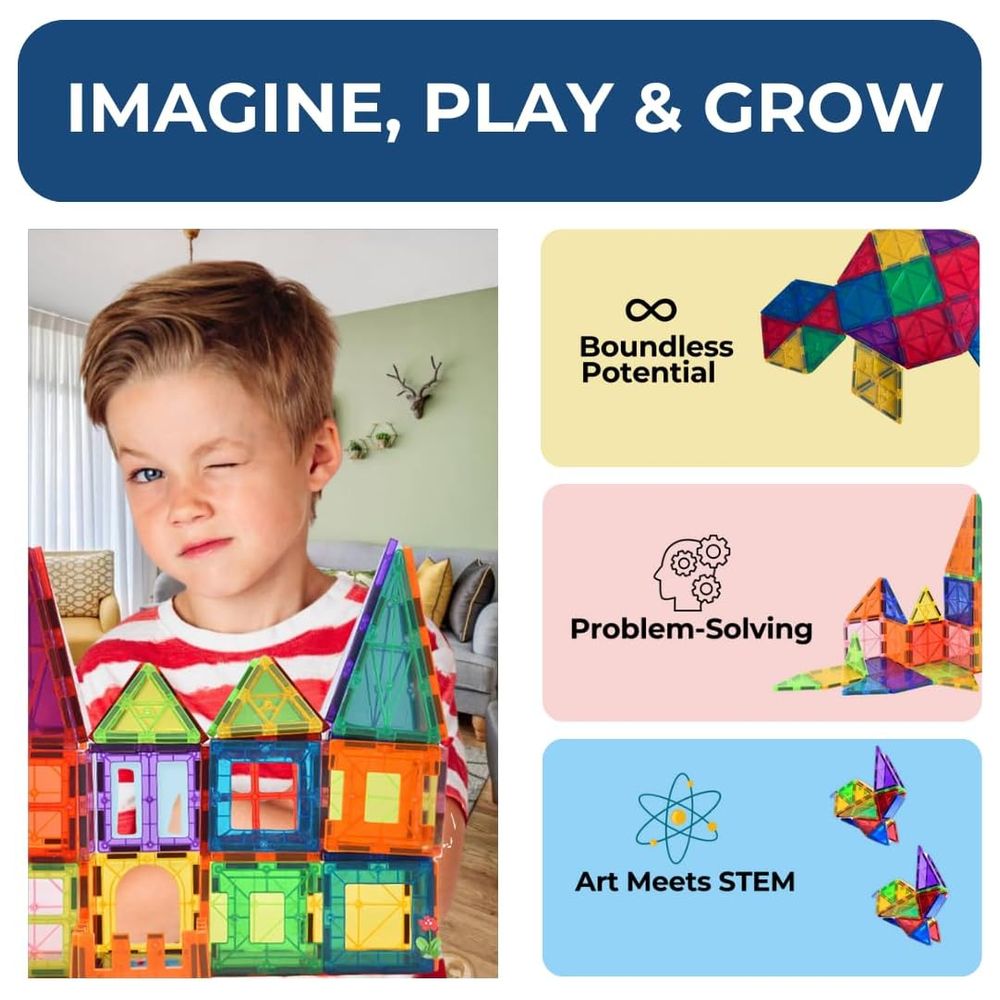 Lullaby Land Magnatic Tiles Building Blocks - 60 Pc Set