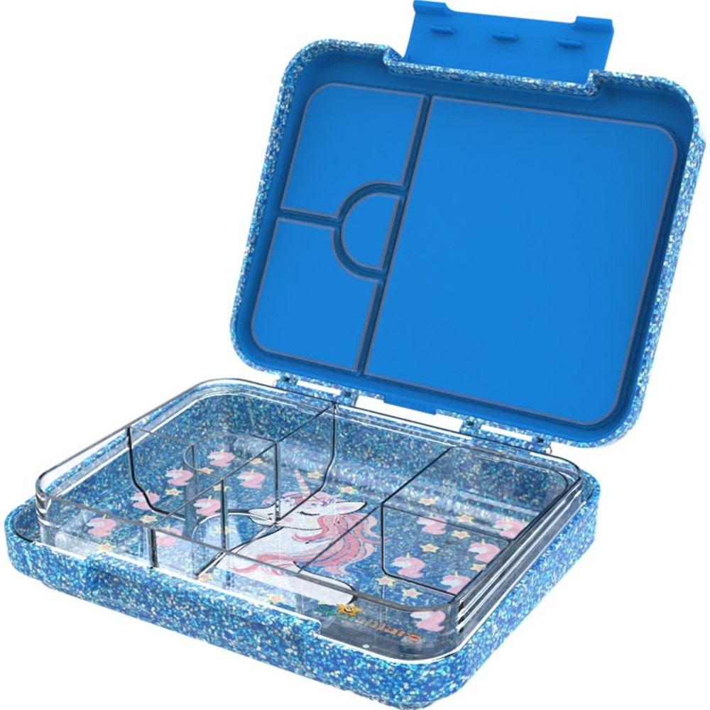 Starmarz - 4-6 Compartments Unicorn Bento Glitter Lunch Box - Blue - 1195 ml