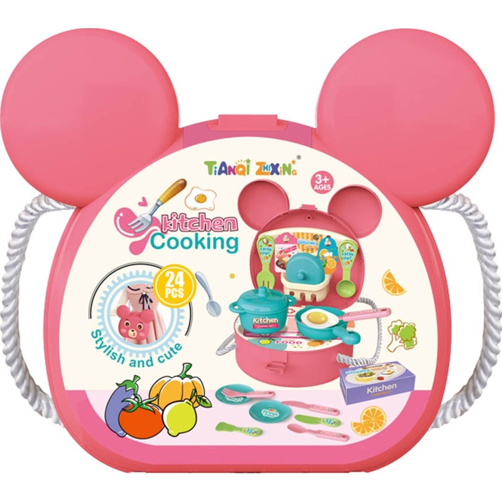 Kikibebe - Kitchen Backpack Set - Pink - 24 Pc Set