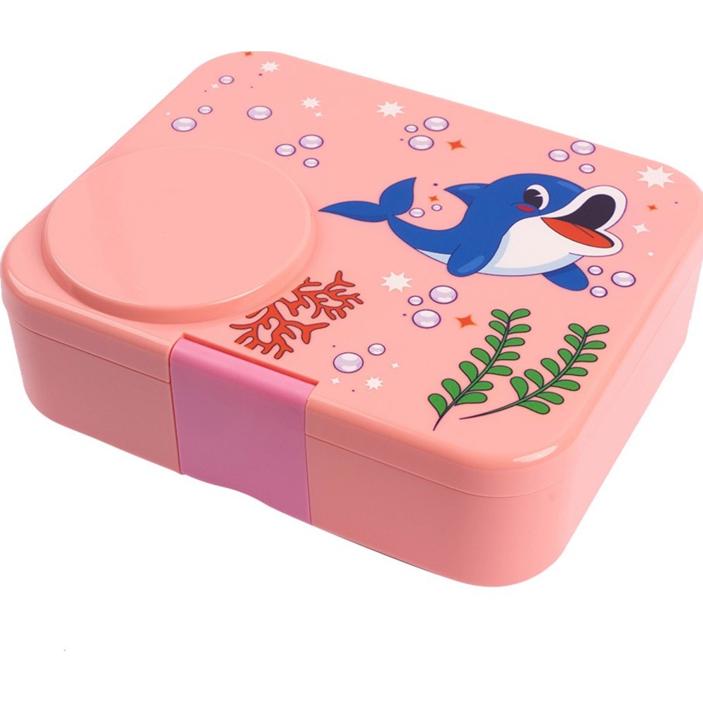 Cocobee - 4-Compartment Whale Tritan Bento Lunch Box With Food Jar - Pink - 1.67 L