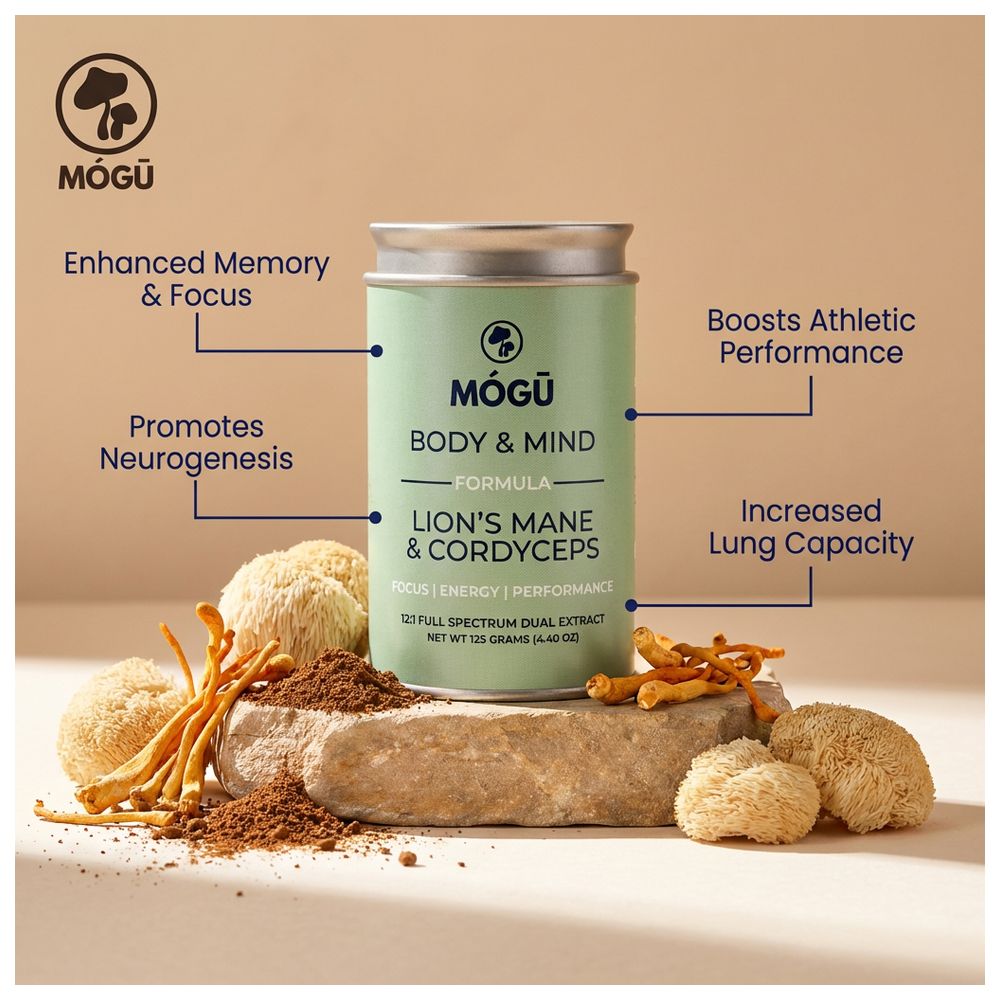 Mogu Mushrooms - Body And Mind Cordyceps & Lion's Mane 12:1 Extract Powder - 125 gm