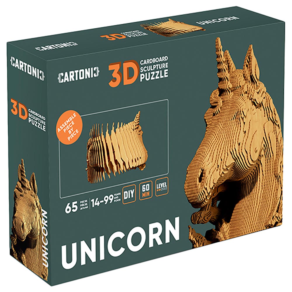 Cartonic - 3D Cardboard Sculpture Puzzle - Unicorn - 65pcs
