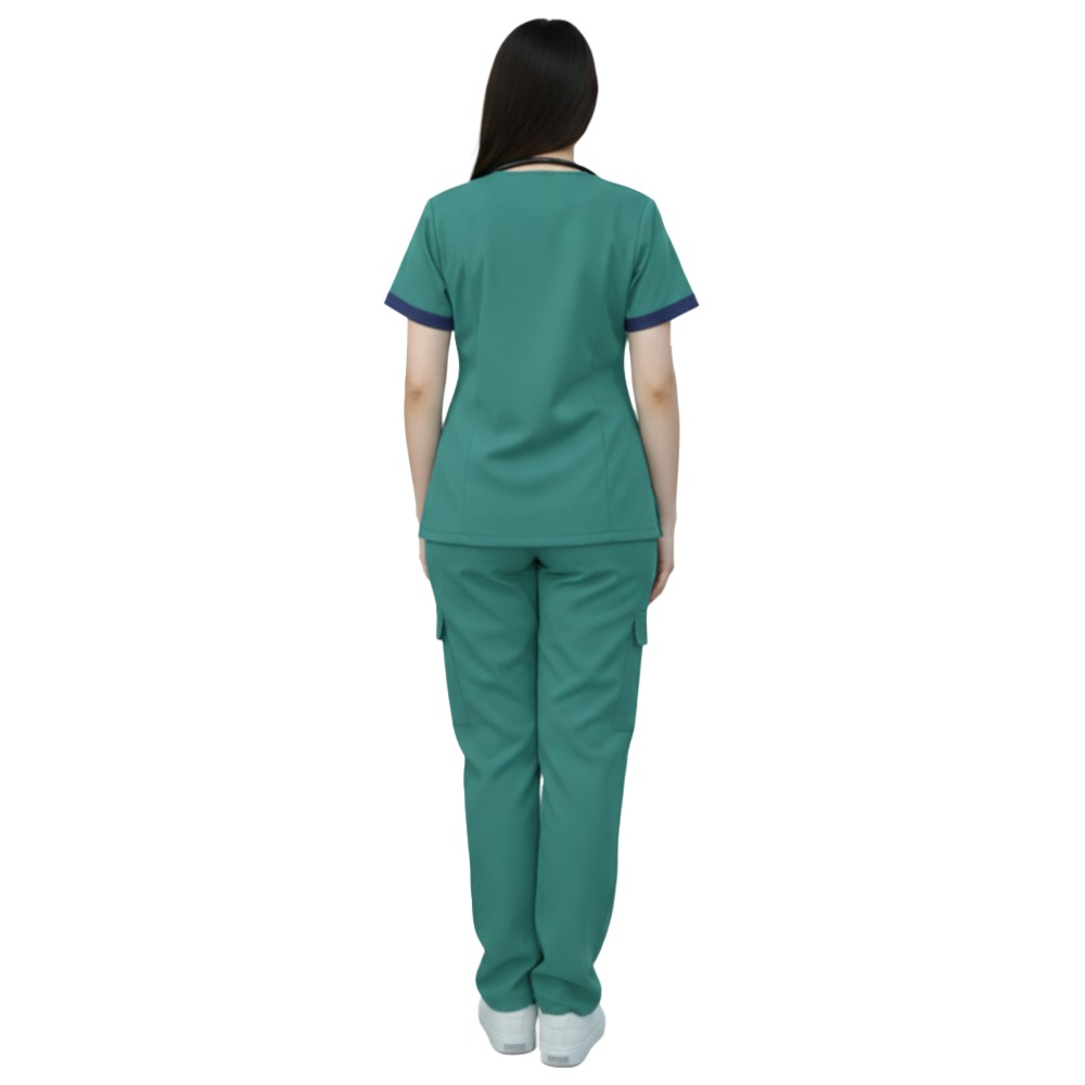Veronica - 2pc-Set - Women's Poly Viscose Scrub Uniform With Contrast Patch - Green