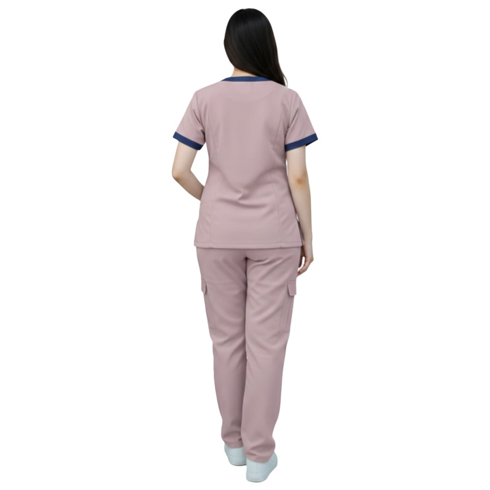 Veronica - 2pc-Set - Women's Poly Viscose Scrub Uniform With Contrast Patch - Light Purple