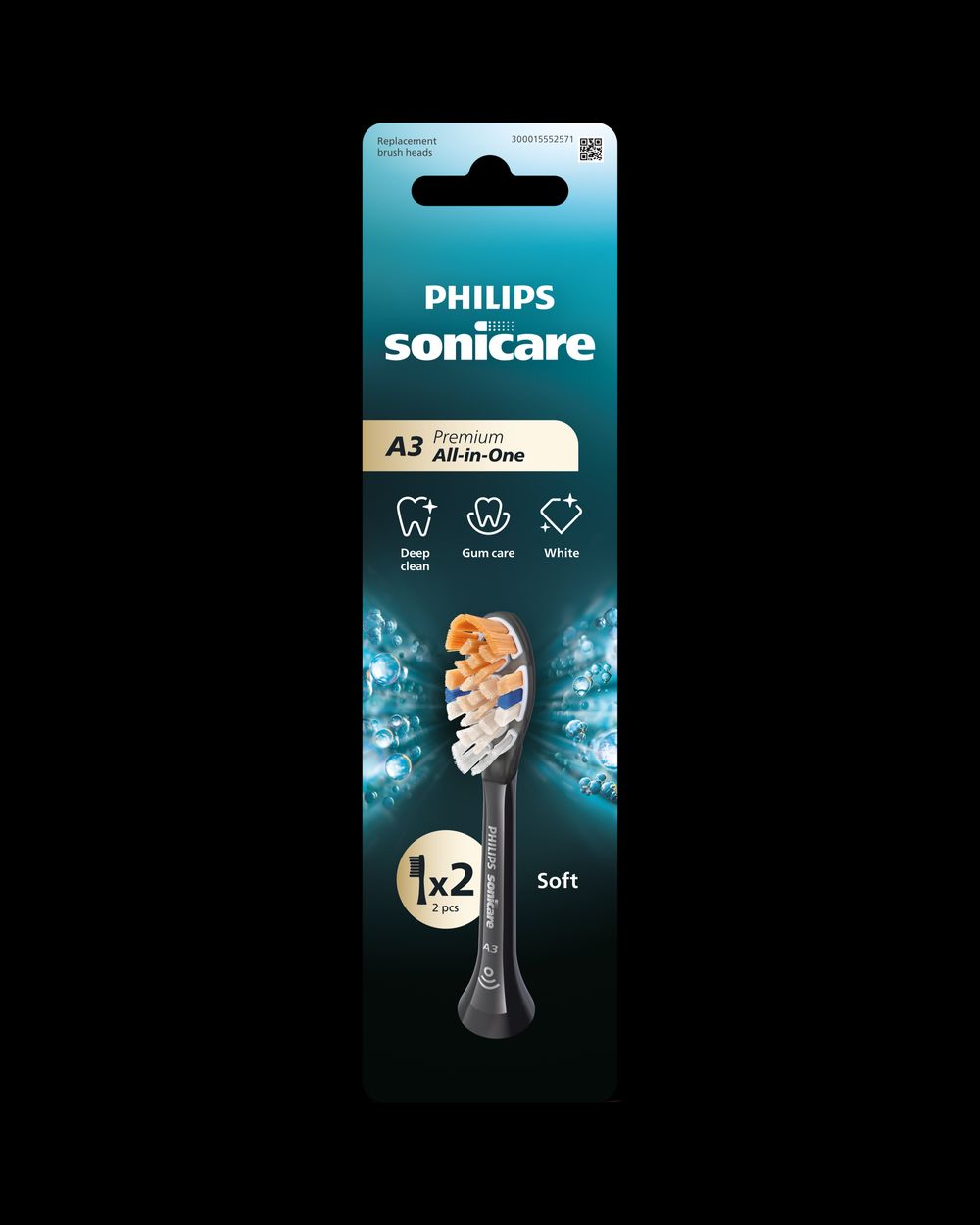 Philips - Sonicare A3 All-In-One Brush Head - Black - 2 Pcs