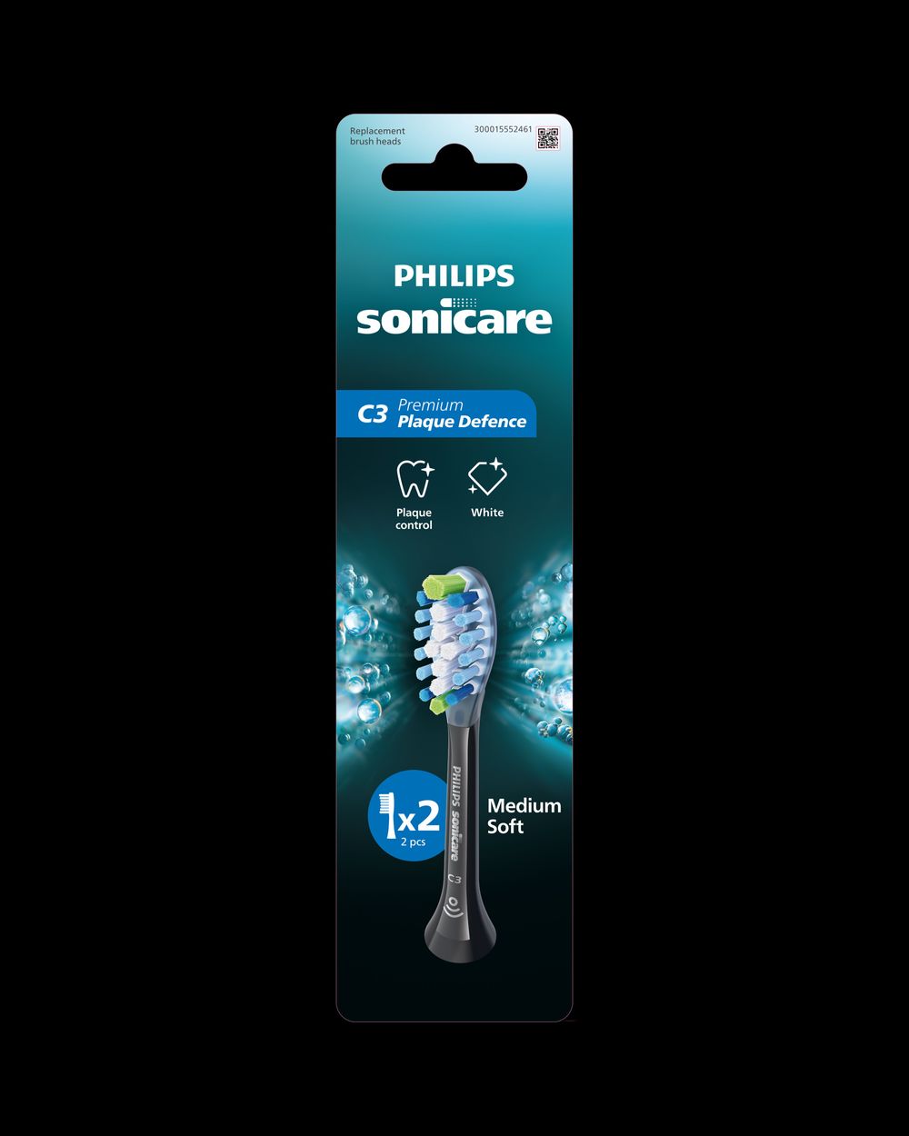 Philips - Sonicare C3 Plaque Defence Brush Head - Black - 2 Pcs