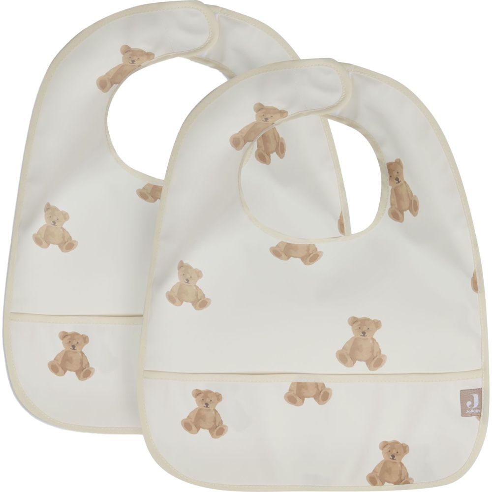 Jollein Baby Waterproof Bibs - Teddy Bear - 2 Pc Set